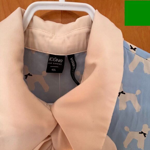 Chemise bleue à nœud et motifs chiens / Icône blue dog-print pussybow blouse - Picture 2 of 3